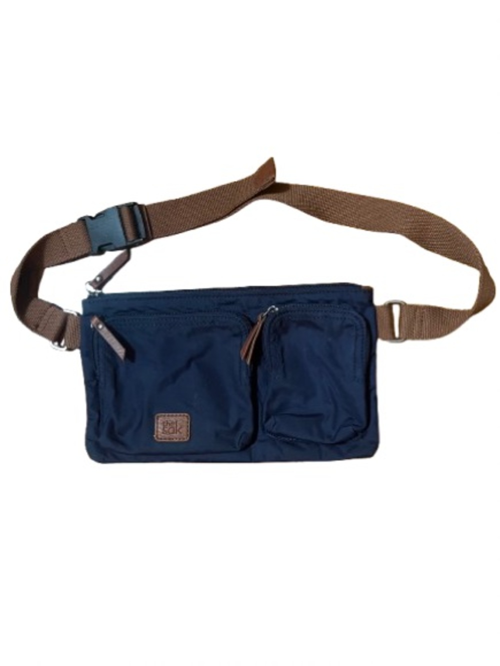 The Sak Navy Crossbody Belt Bag Fanny Pack with Brown Strap
